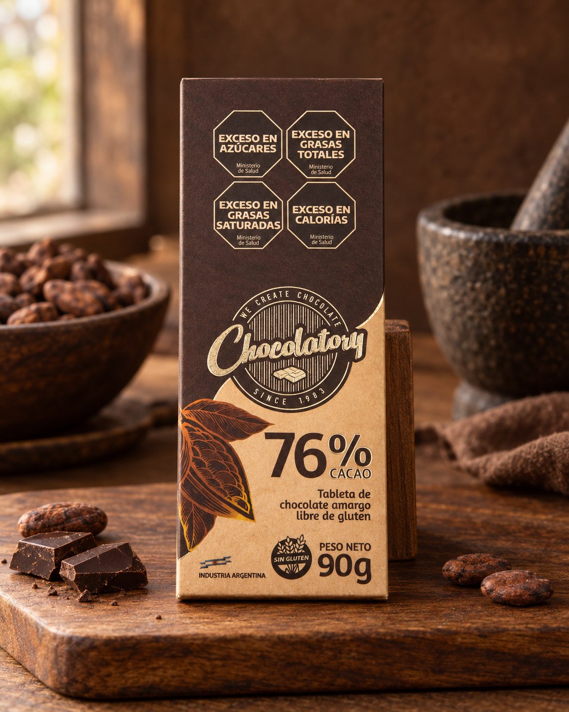 Tableta de chocolate amargo Chocolatory 76% puro cacao