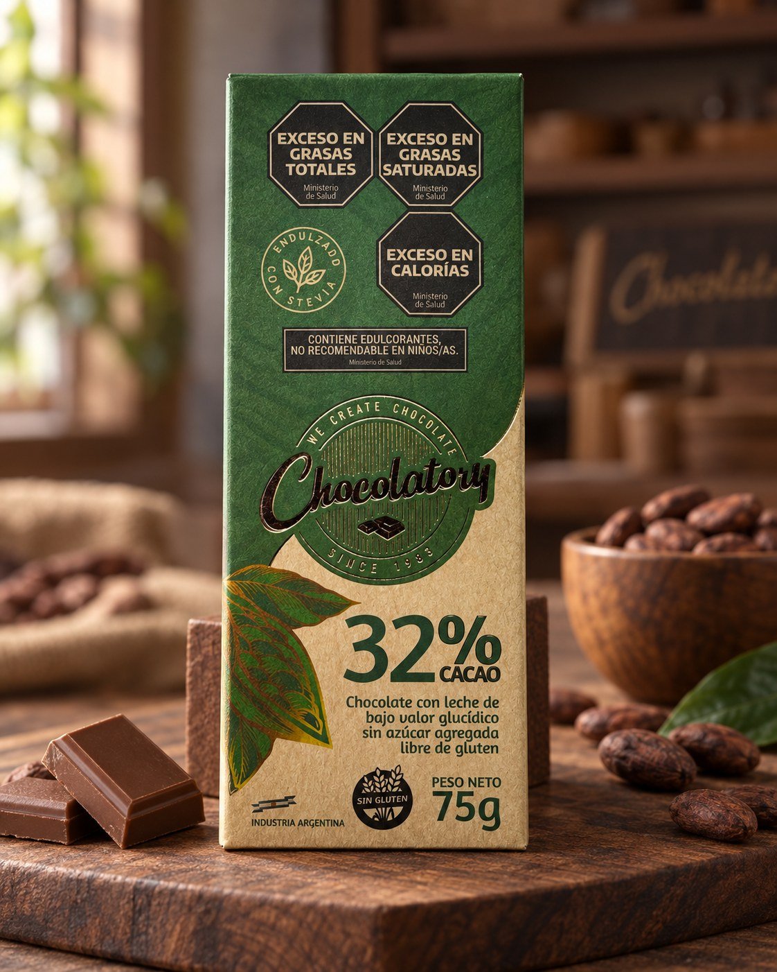 Tableta de chocolate con leche sin azúcar Chocolatory 32%